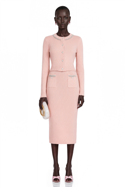 Renée Pink Embellished Jacket & Skirt Matching Set