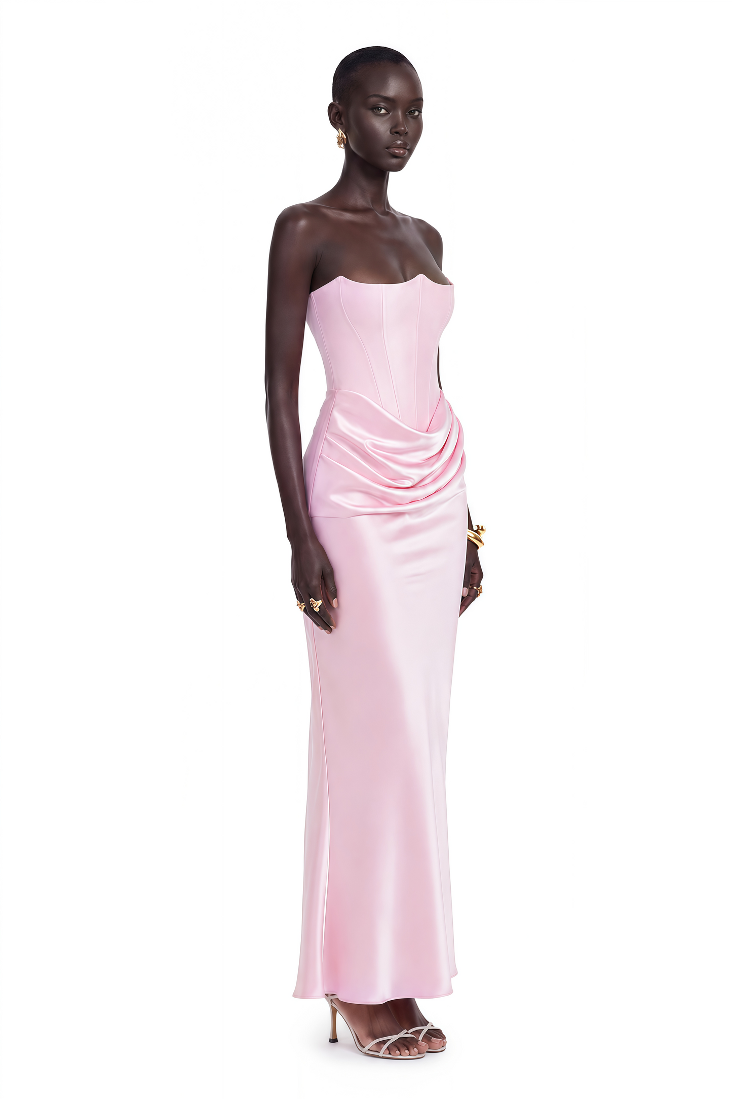 Aurore Pink Off-Shoulder Maxi Dress