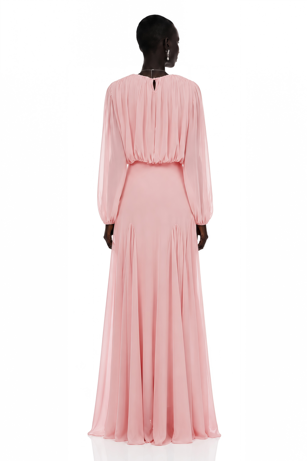 Annabelle Pembe Fener Kol Piliseli Maxi Elbise