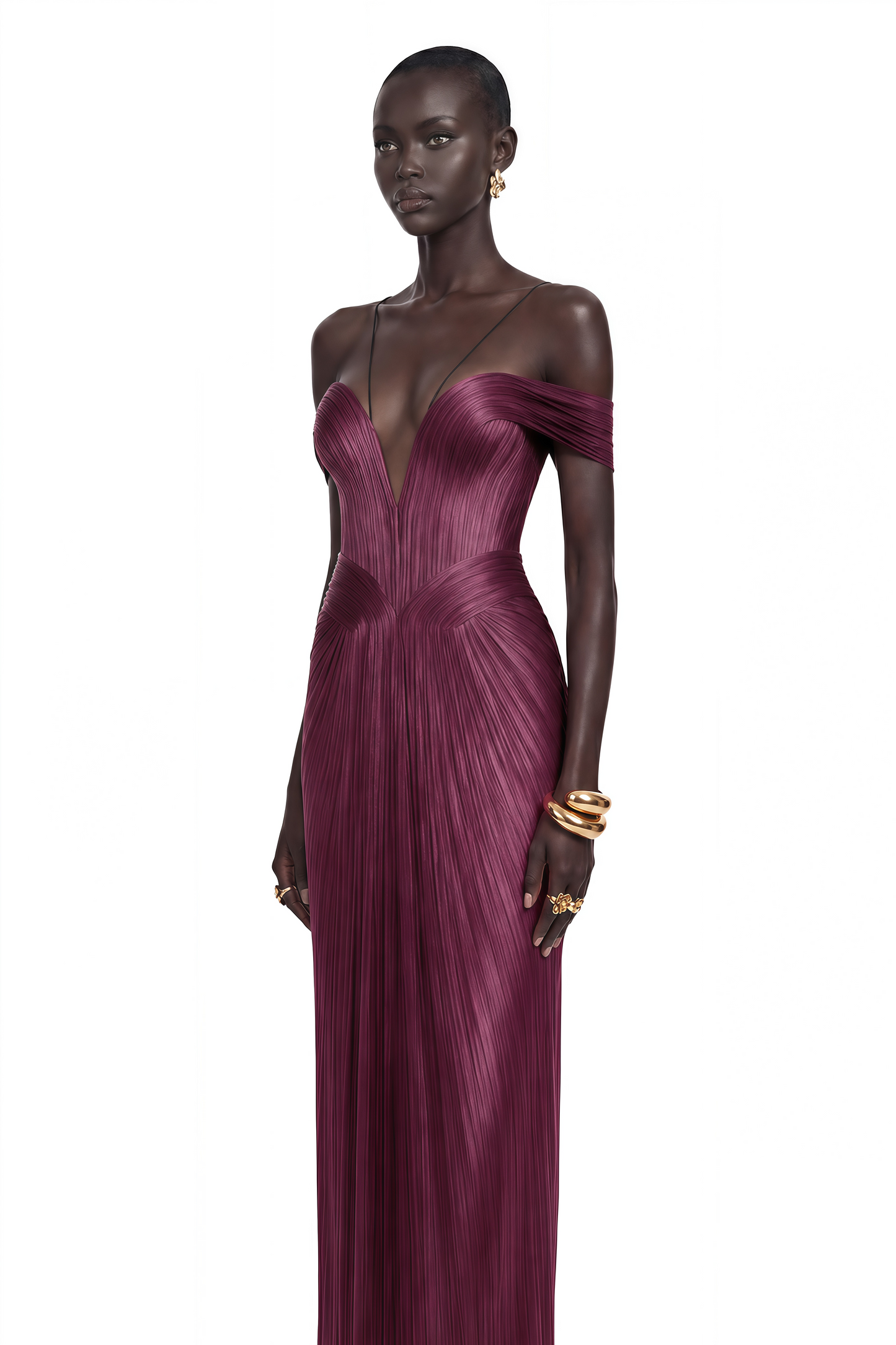 Marise Pink Draped Satin Maxi Dress