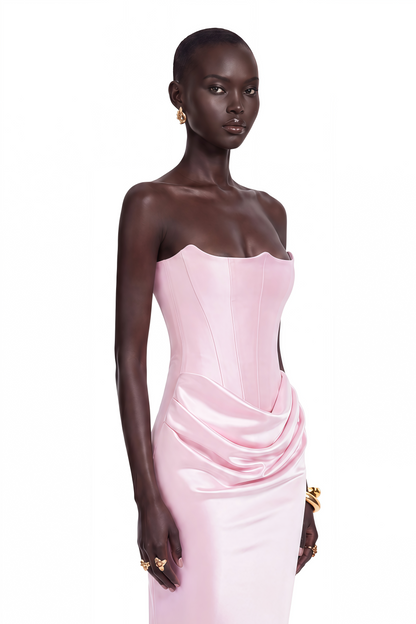 Aurore Pink Off-Shoulder Maxi Dress