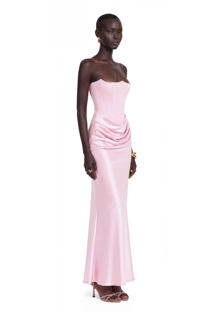 Aurore Pink Off-Shoulder Maxi Dress