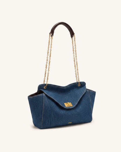 Lucia Envelope Chain Shoulder Bag - Blue Denim
