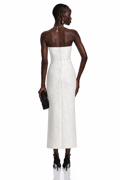 Zuleika White Satin Maxi Dress & Cape Set