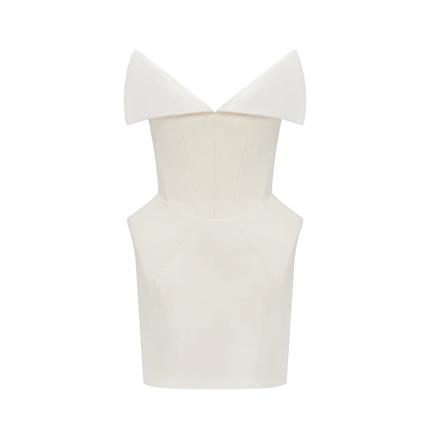 Alba Beyaz Beli Bel Korseli Mini Elbise