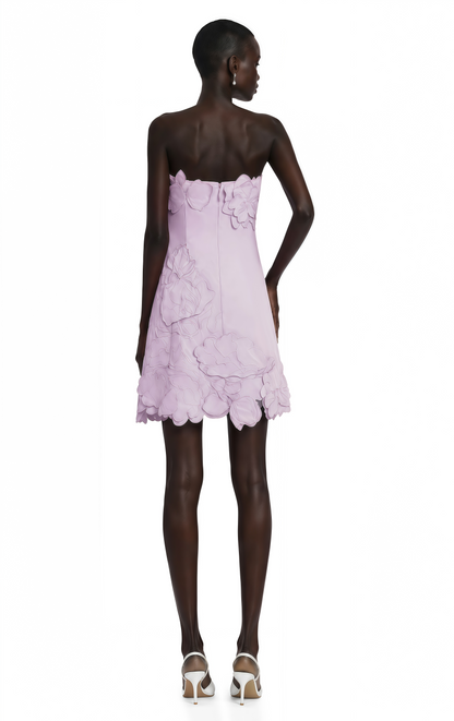 Inga Purple Strapless Floral Embroidered Mini Dress