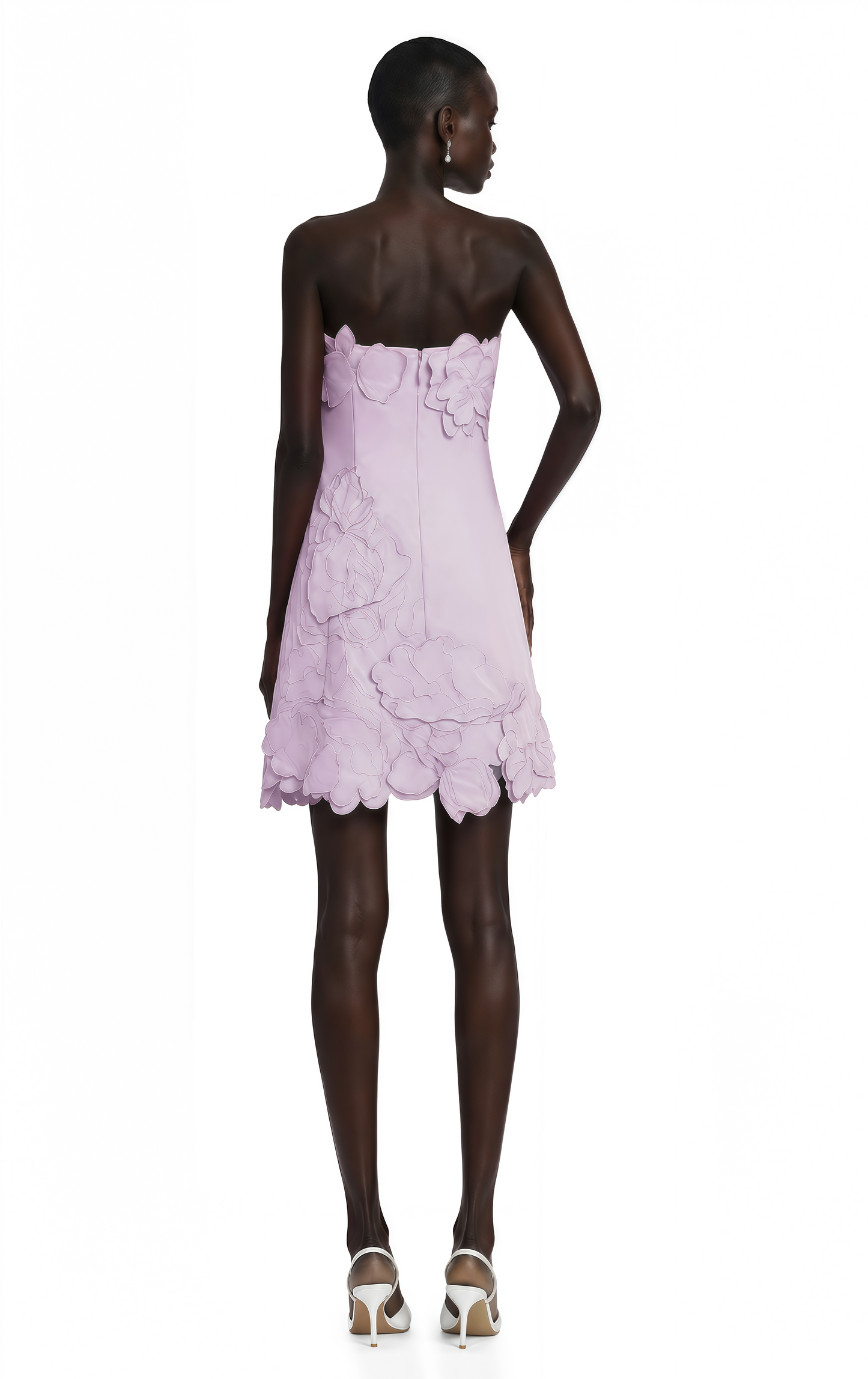 Inga Purple Strapless Floral Embroidered Mini Dress