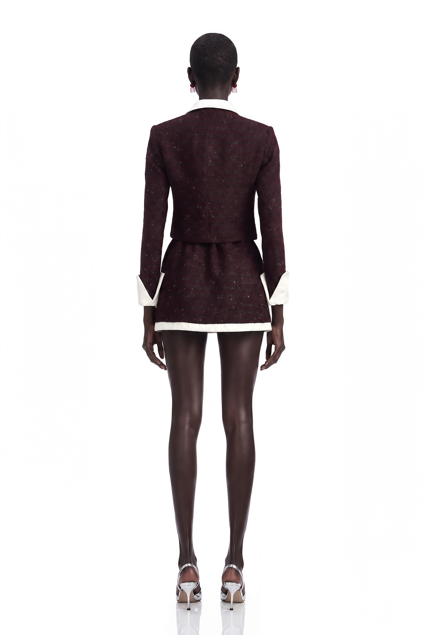 Brigitte Purple Sequined Tweed Jacket & Skirt Matching Set