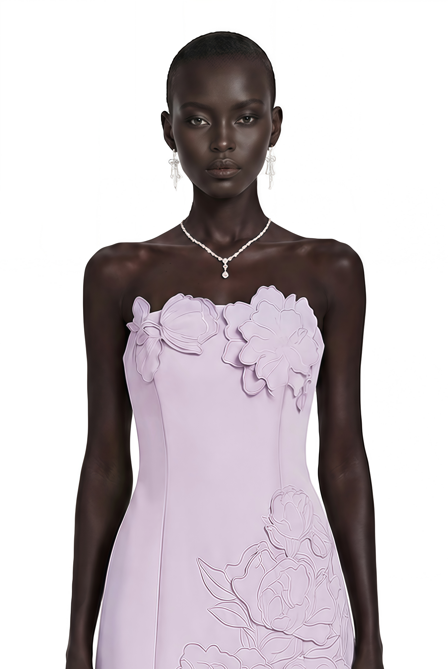 Inga Purple Strapless Floral Embroidered Mini Dress