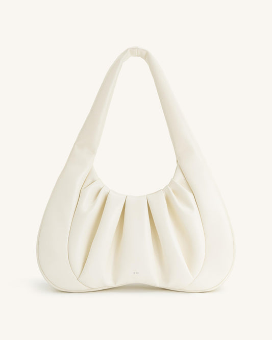Ashley Ruched Shoulder Bag - White