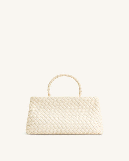 Elora Dokuma Tote Çanta - Beyaz