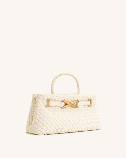 Elora Dokuma Tote Çanta - Beyaz