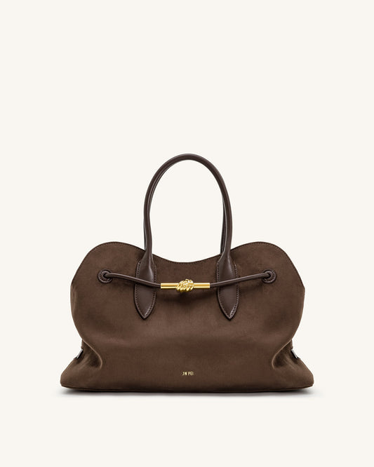 Adele Metal Rope Knot Tote Bag - Mocha Brown