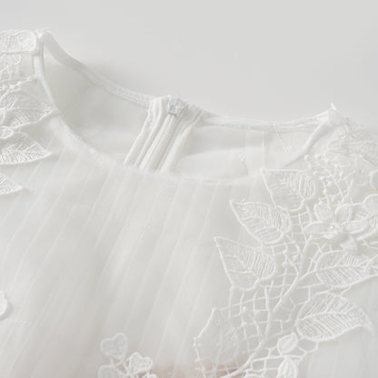 Annabelle Flower-appliqué Tulle Midi Dress (Without Belt)