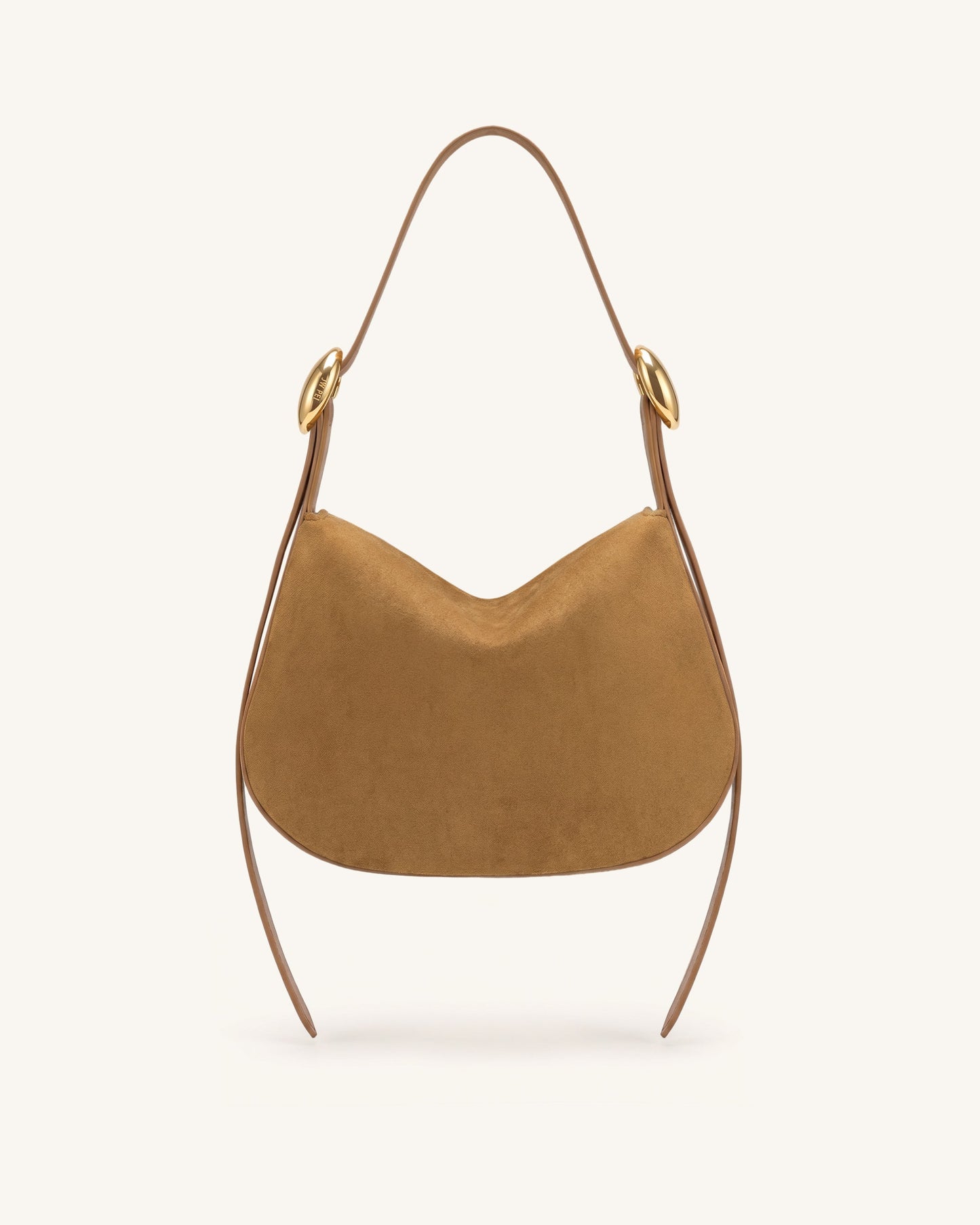 Avery Faux Suede Draped Hobo Bag - Camel
