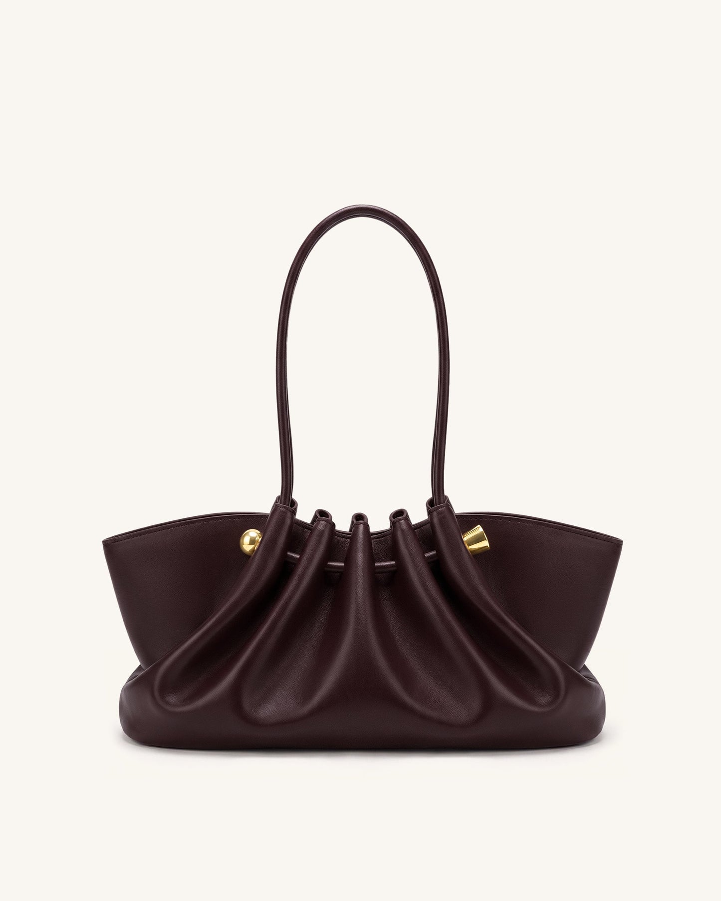 Naomi Gathered Long Handle Shoulder Bag - Deep Burgundy