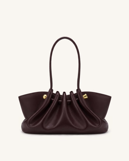 Naomi Gathered Long Handle Shoulder Bag - Deep Burgundy