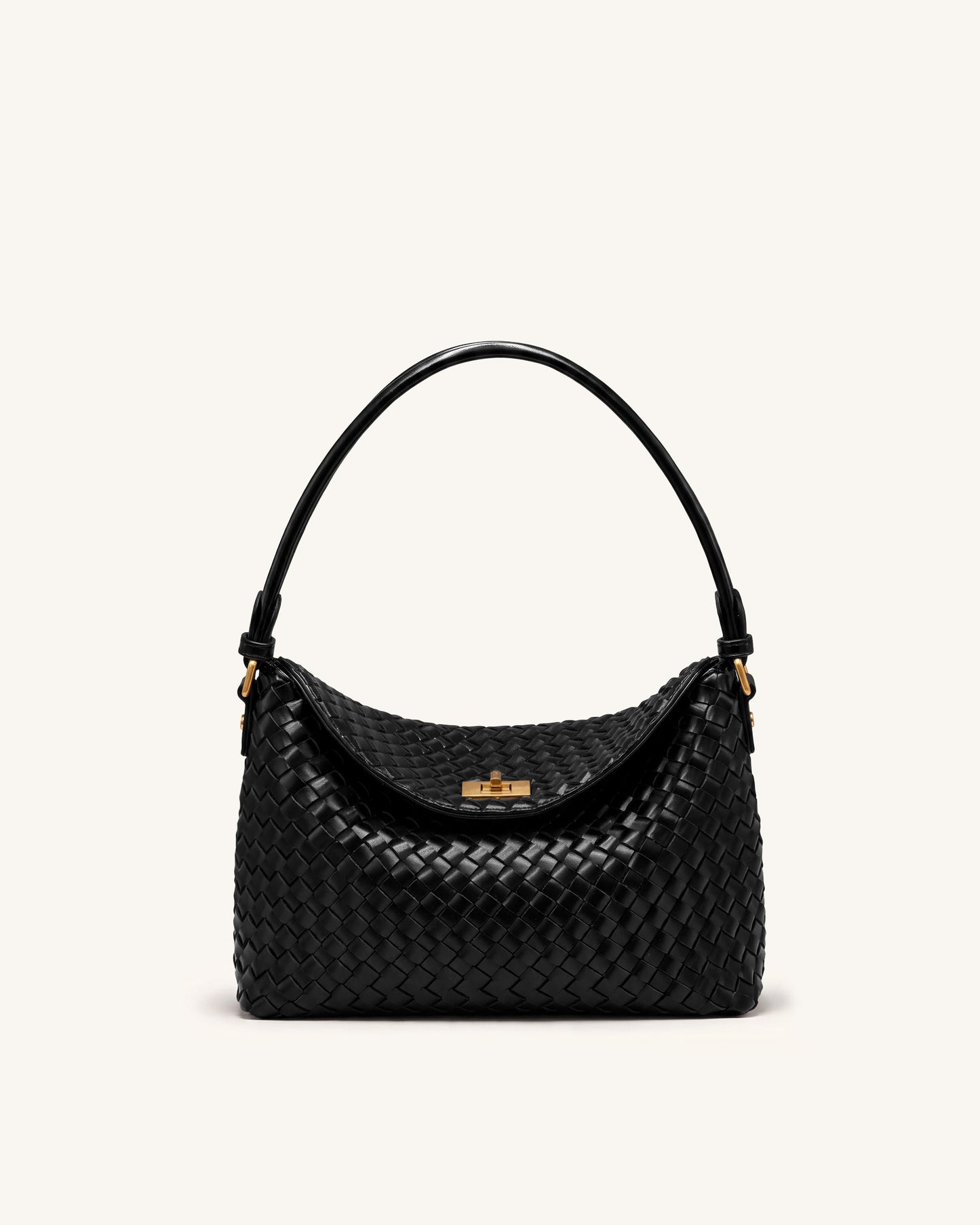 Lucia Woven Hobo Bag - Black