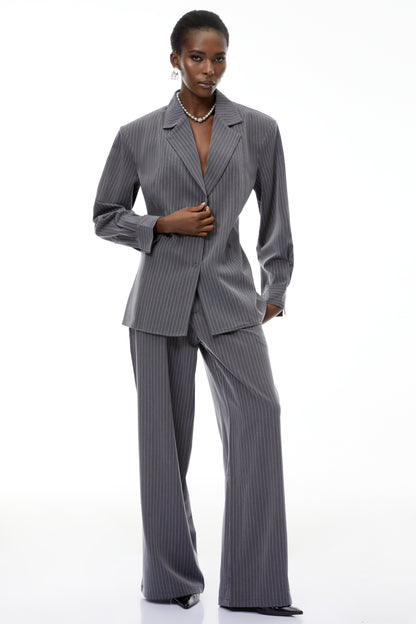 Abigail Grey Vertical Stripe Blazer & Trousers Set