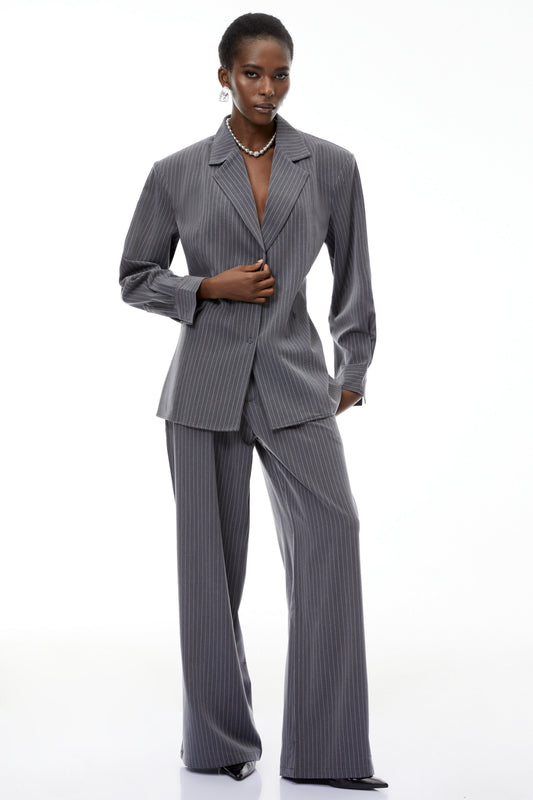 Abigail Grey Vertical Stripe Blazer & Trousers Set