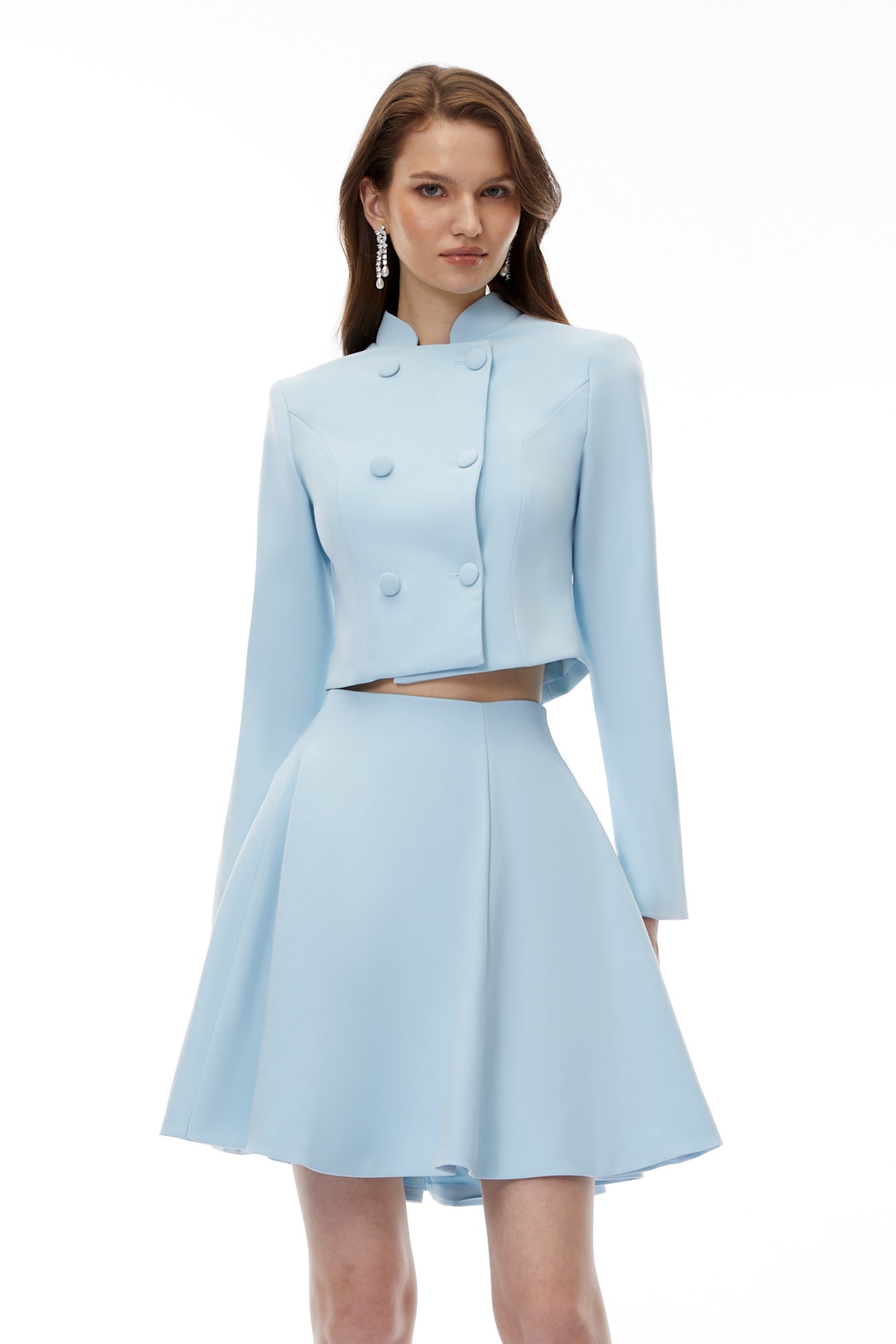 Addison Blue Double-Breasted Blazer & Skirt Set