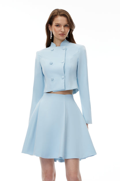 Addison Blue Double-Breasted Blazer & Skirt Set
