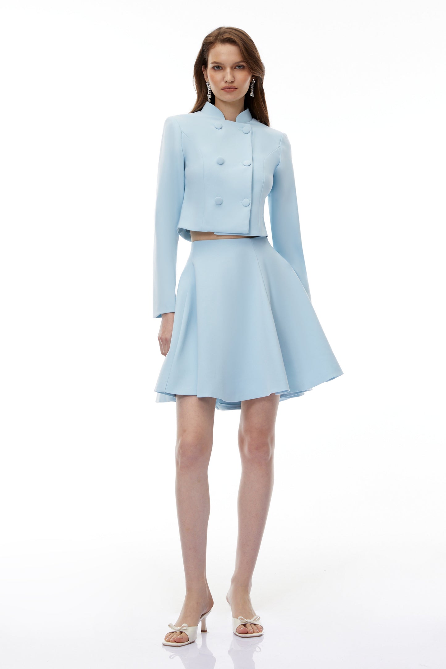 Addison Blue Double-Breasted Blazer & Skirt Set