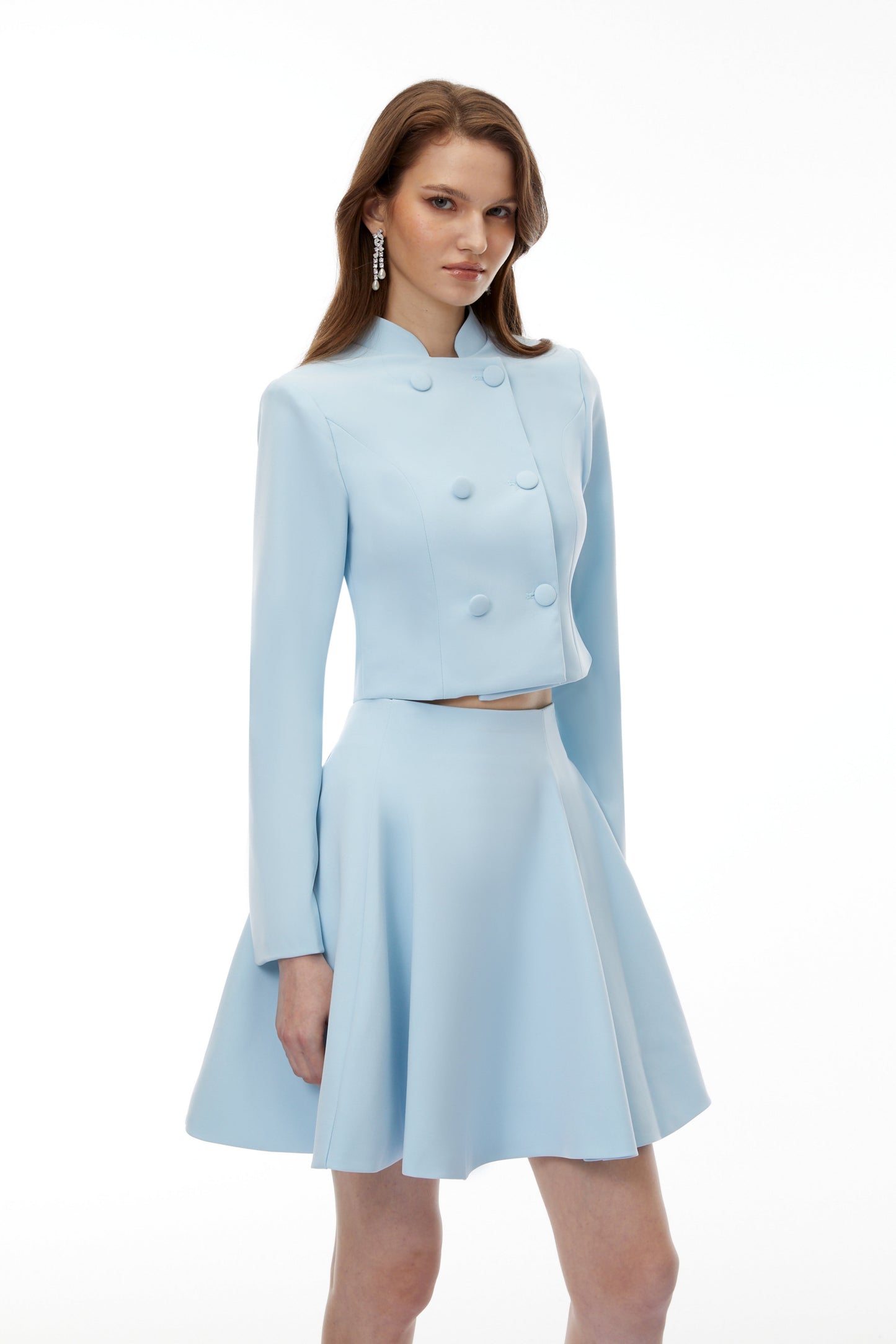Addison Blue Double-Breasted Blazer & Skirt Set