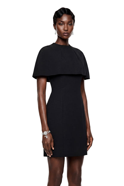 Aisha Black Structured Cape & Mini Dress Set