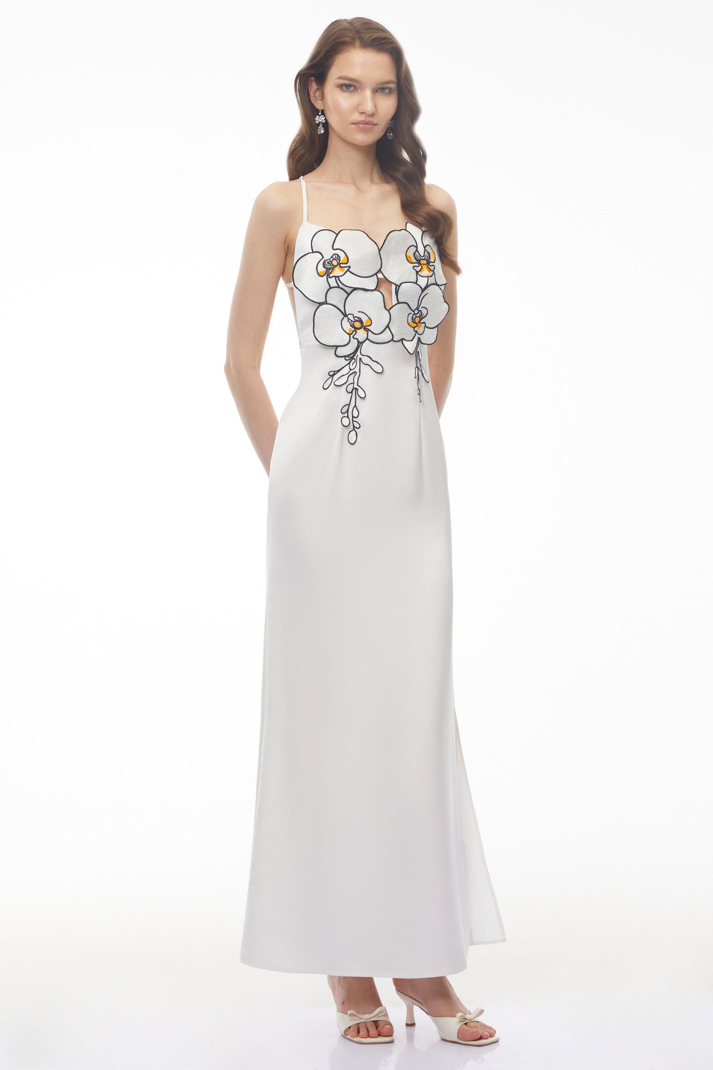 Aitana White Halterneck 3D Petal Maxi Dress