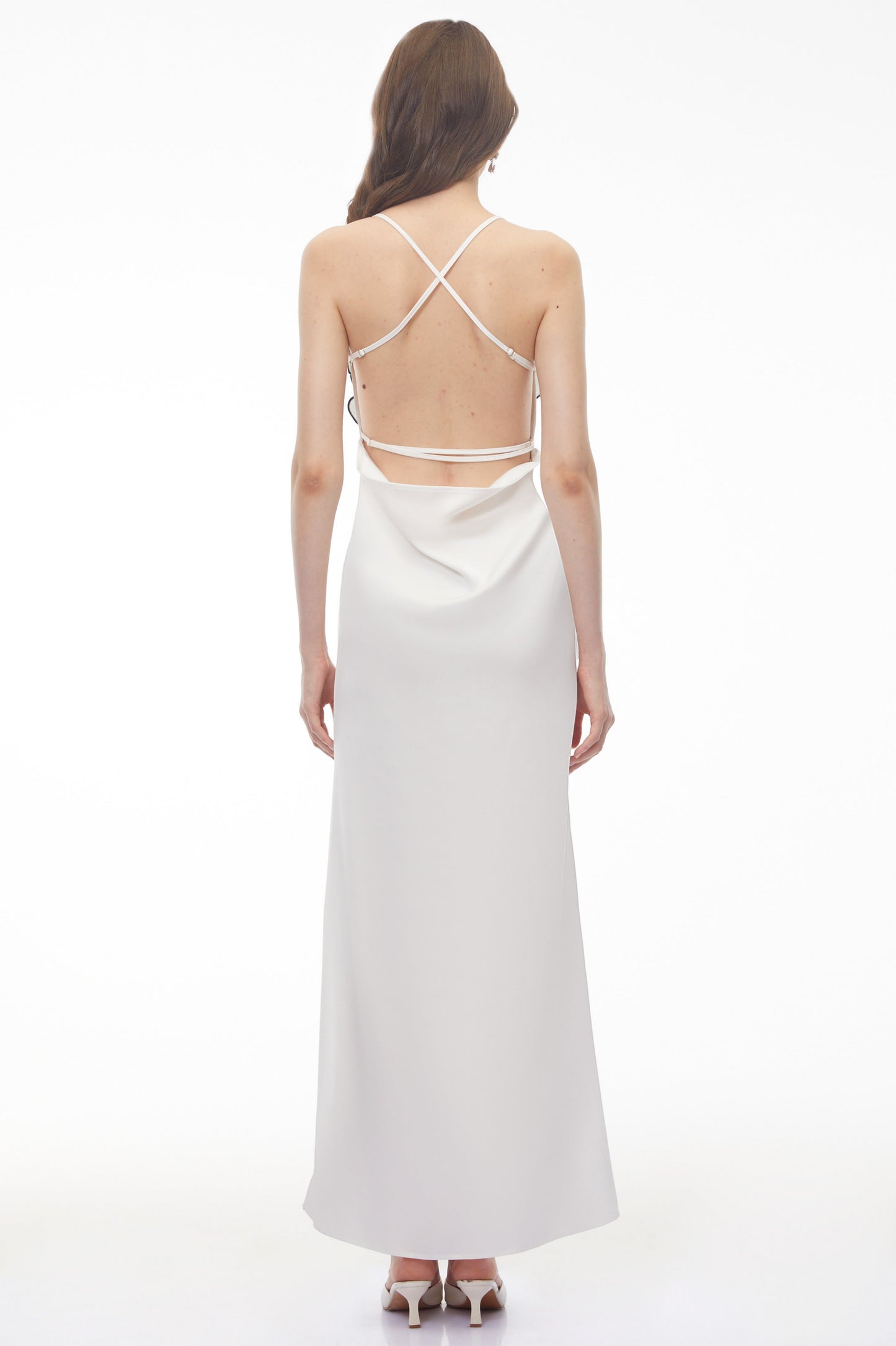 Aitana White Halterneck 3D Petal Maxi Dress