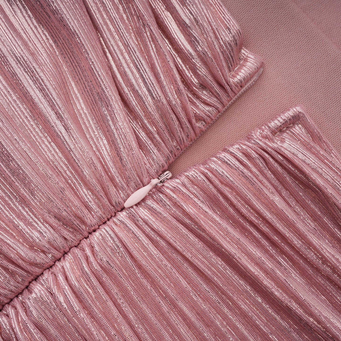 Alchimie Pink Glossy Pleated Maxi Dress
