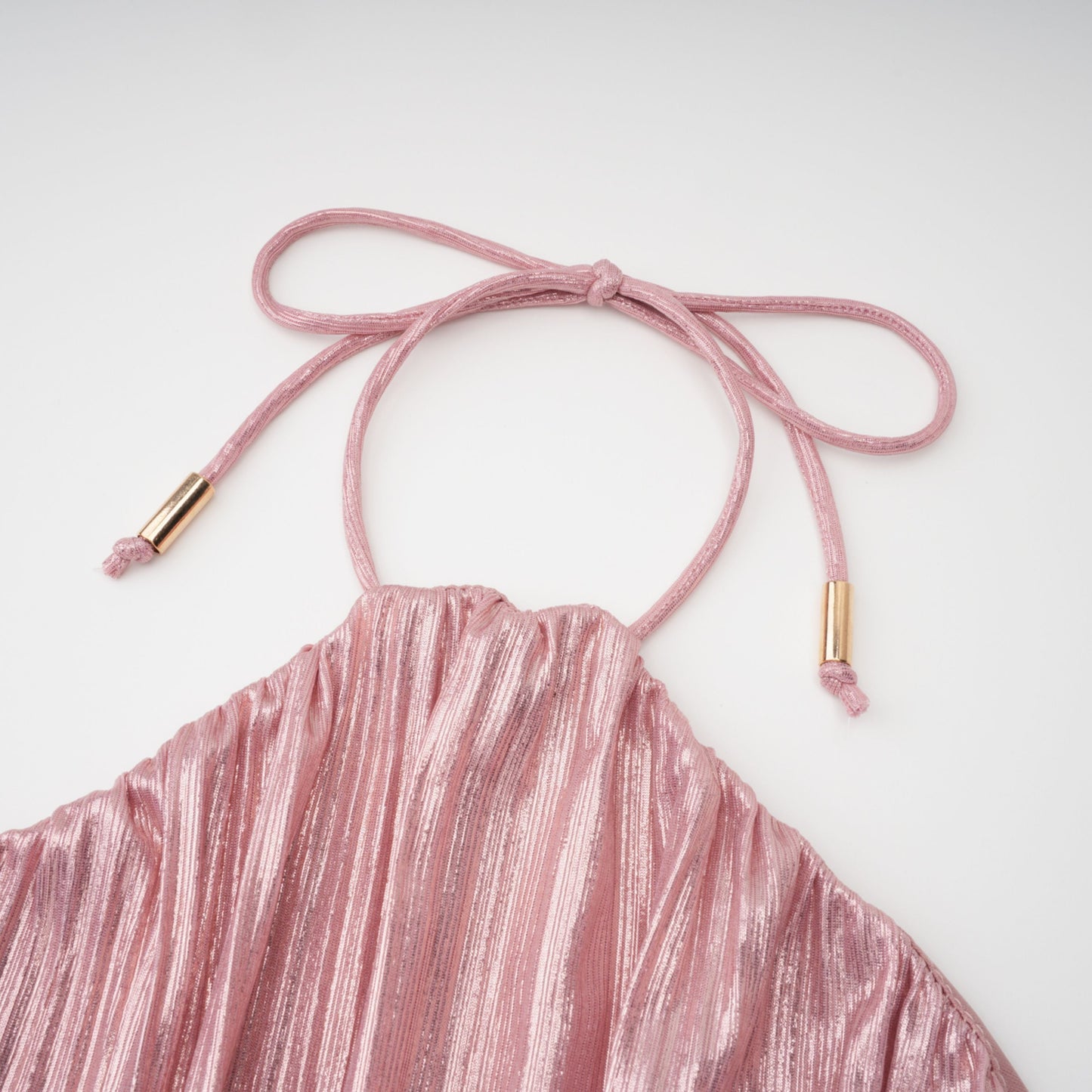 Alchimie Pink Glossy Pleated Maxi Dress