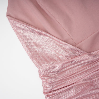Alchimie Pink Glossy Pleated Maxi Dress