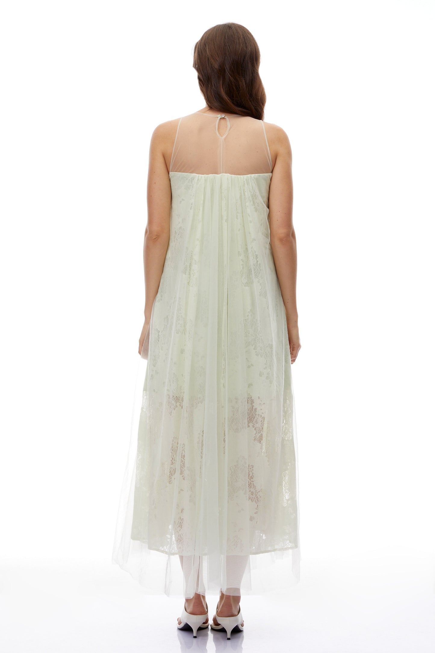 Alice Mint green Floral Embroidered Midi Dress