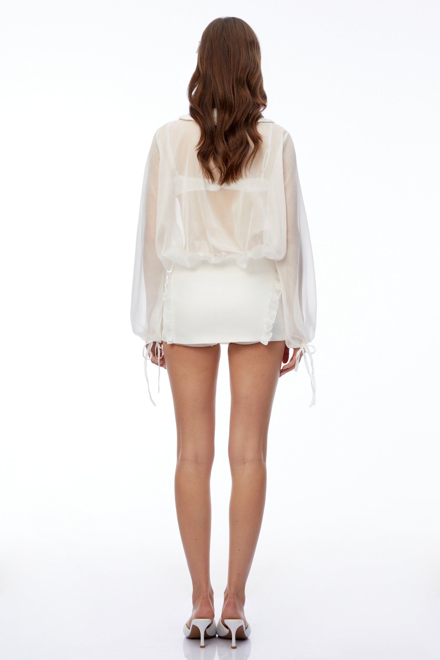 Amara White Mini Dress with Ruffled Trim