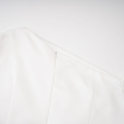 Amarante White One Shoulder Asymmetrical Midi Dress