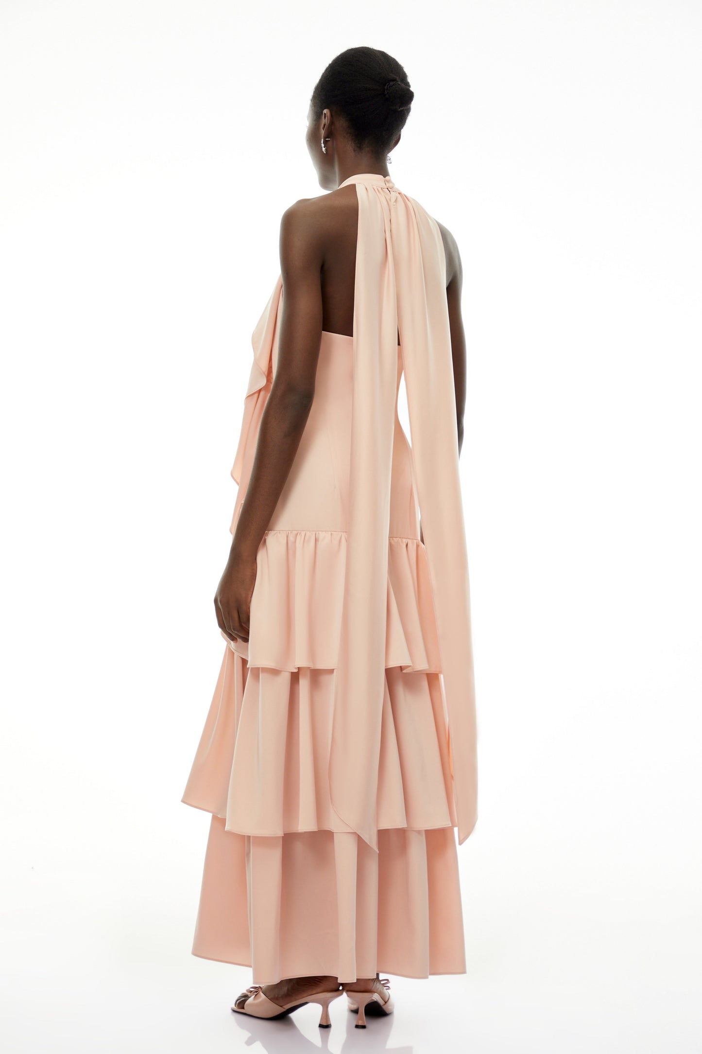 Ambre Pink Ruched Sleeveless Maxi Dress