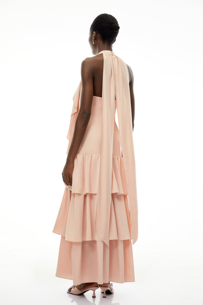 Ambre Pink Ruched Sleeveless Maxi Dress