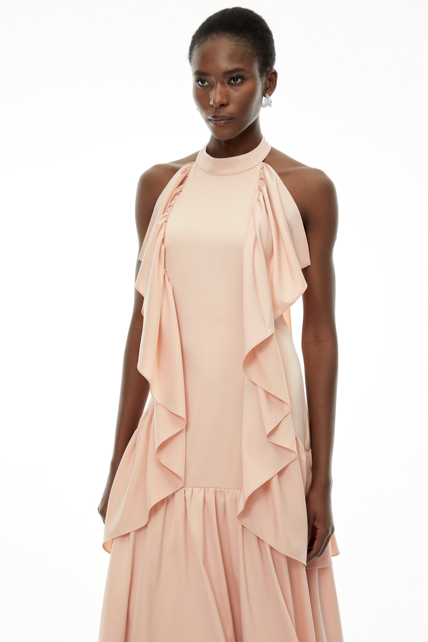 Ambre Pink Ruched Sleeveless Maxi Dress