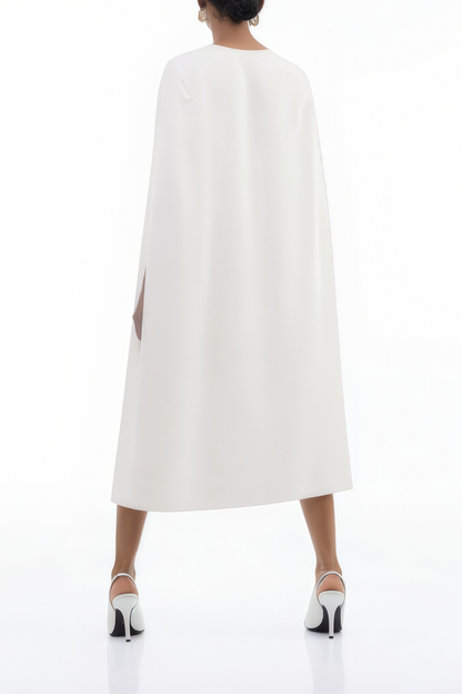 Amelia White Cape Effect Midi Dress