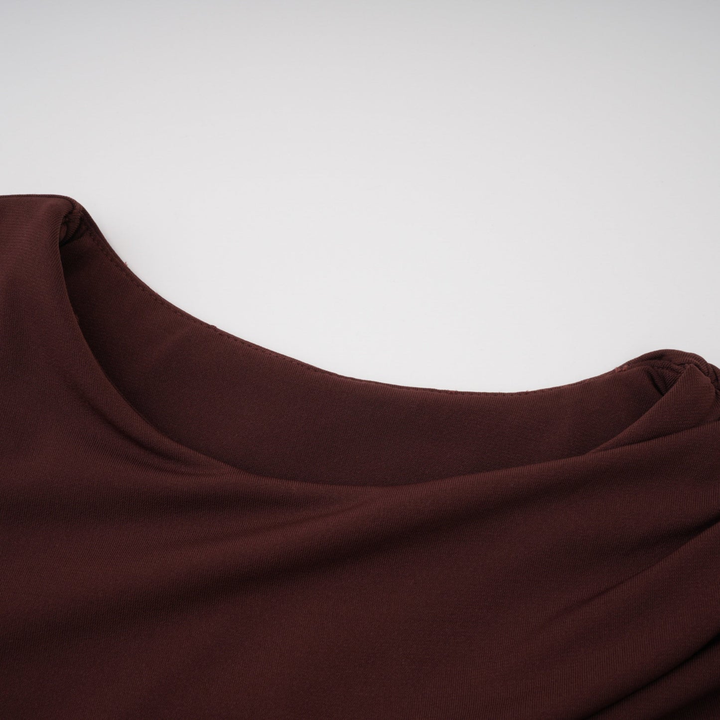 Amore Chocolate Brown One Shoulder Ruched Maxi Dress
