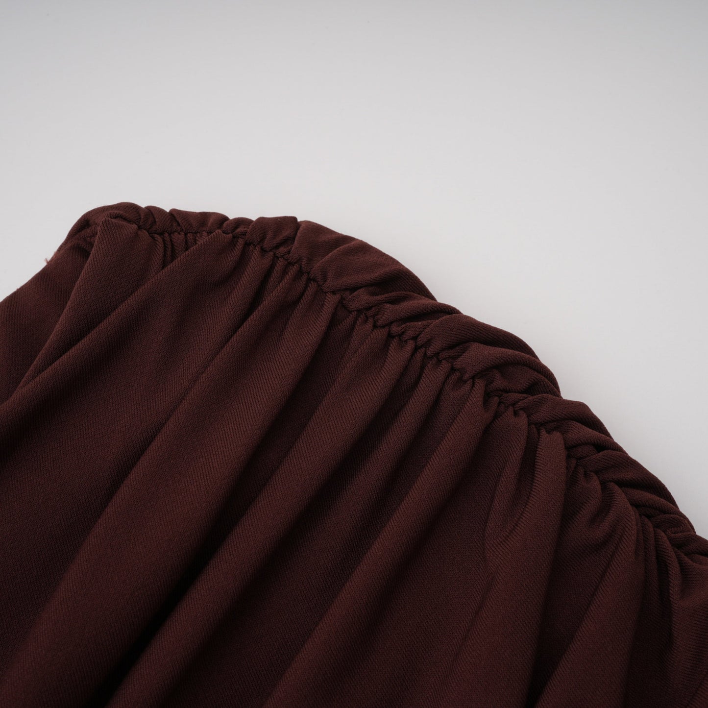 Amore Chocolate Brown One Shoulder Ruched Maxi Dress
