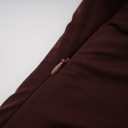 Amore Chocolate Brown One Shoulder Ruched Maxi Dress
