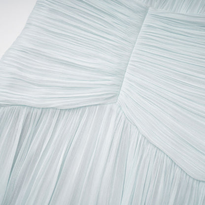 Aneka Green High Neck Glossy Ruched Maxi Dress