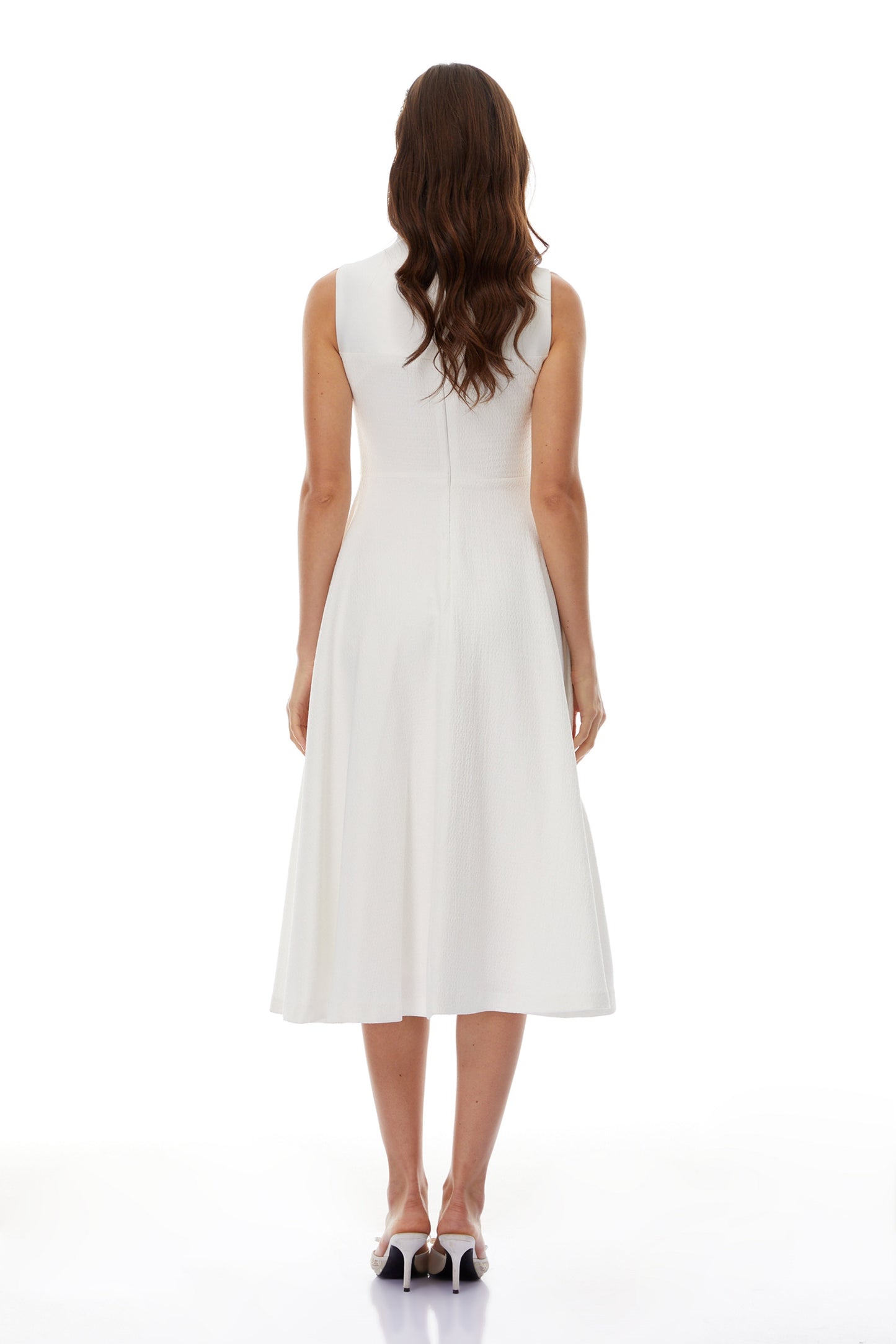 Anja White Layered Midi Dress
