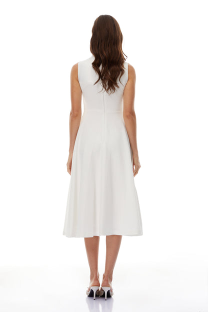 Anja White Layered Midi Dress