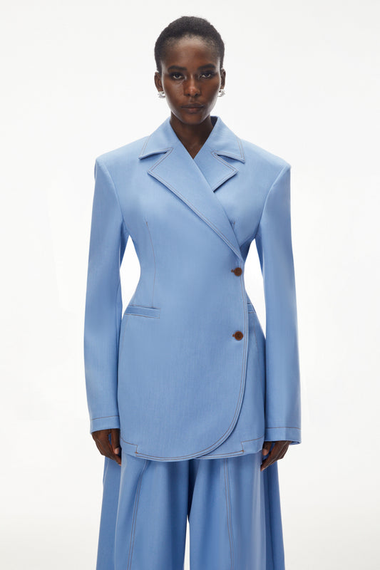 Annabelle Blue Asymmetrical Blazer & Trouser Set