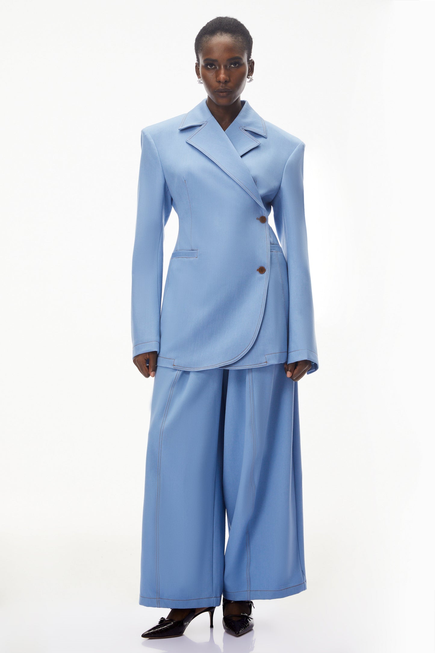 Annabelle Blue Asymmetrical Blazer & Trouser Set