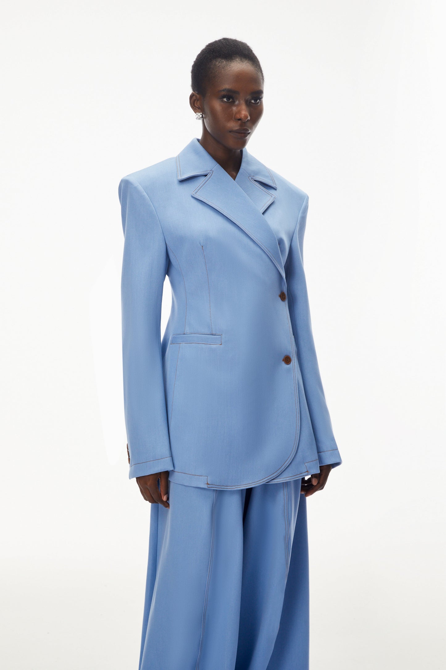 Annabelle Blue Asymmetrical Blazer & Trouser Set